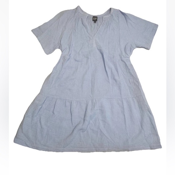 GAP Woman’s Large Sky Blue V Neck Party Dress 100% Cotton NWT, $69.95 MSRP - Picture 1 of 8